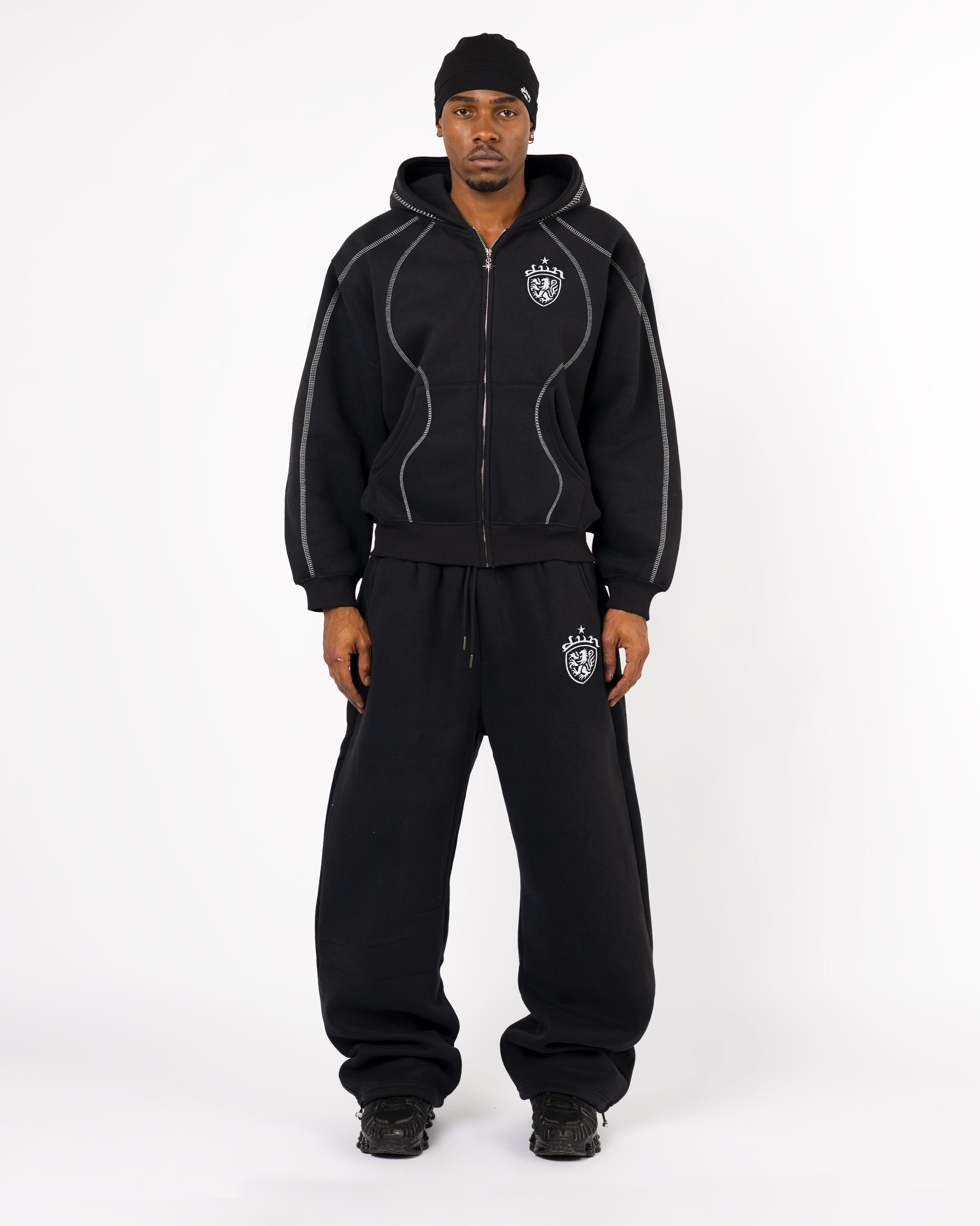 BLACK COA EMBROIDERY JOGGERS